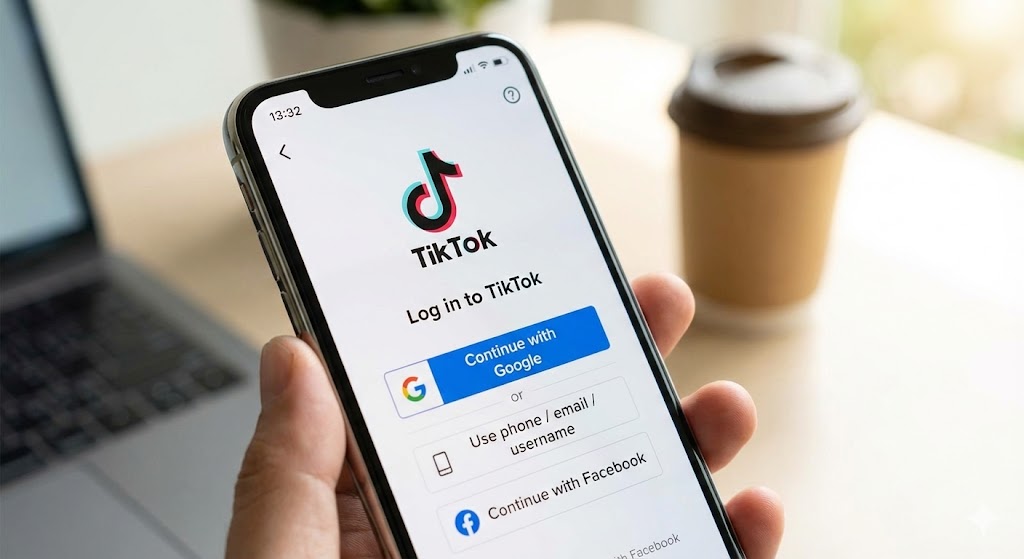 TikTok手机端使用谷歌账号Continue with Google登录界面截屏
